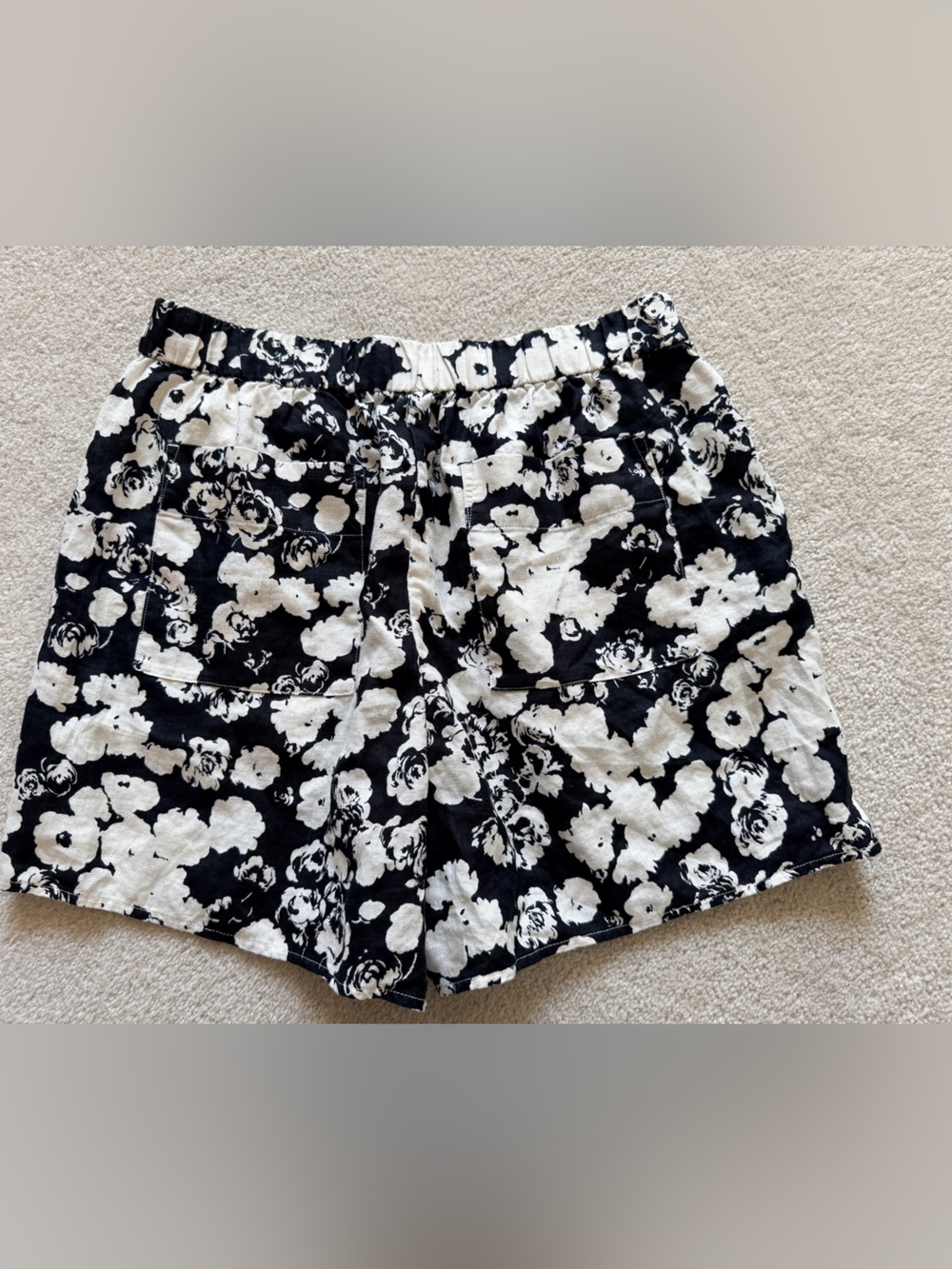Everlane Linen Easy Shorts Floral Black White Medium European Flax Chic - Picture 5 of 11